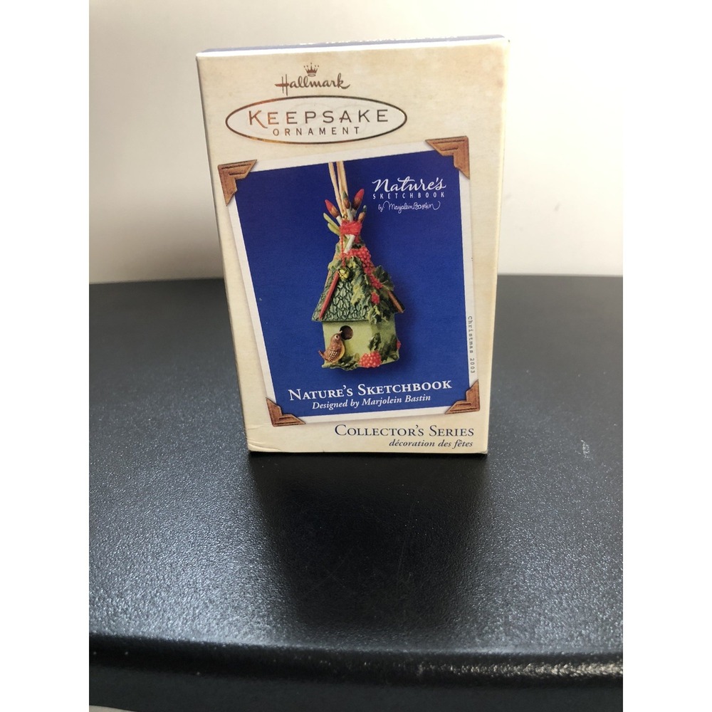 2003 Hallmark Nature's Sketchbook Birdhouse Ornament Bastin w/Box